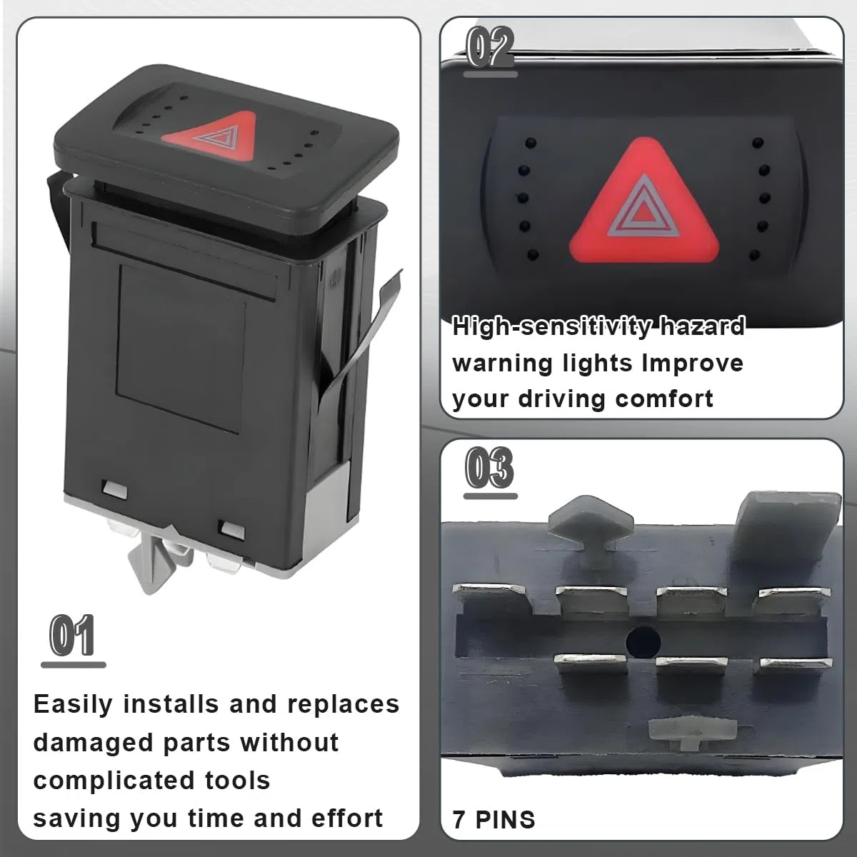 ZAMDOE 1J0953235C Interruptor intermitente de aviso para VW Golf MK4 IV [1998–2005] para Seat Leon [1998–2006] para OPEL Insignia A G09 Astra J P10 1J0953235J