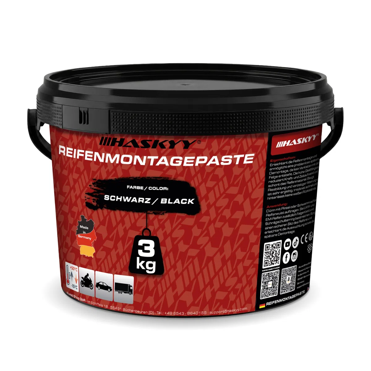 HASKYY 3KG Negro Pasta Montaje Neumático Pasta Montaje Neumático Pasta de Montaje Montagewax Neumático