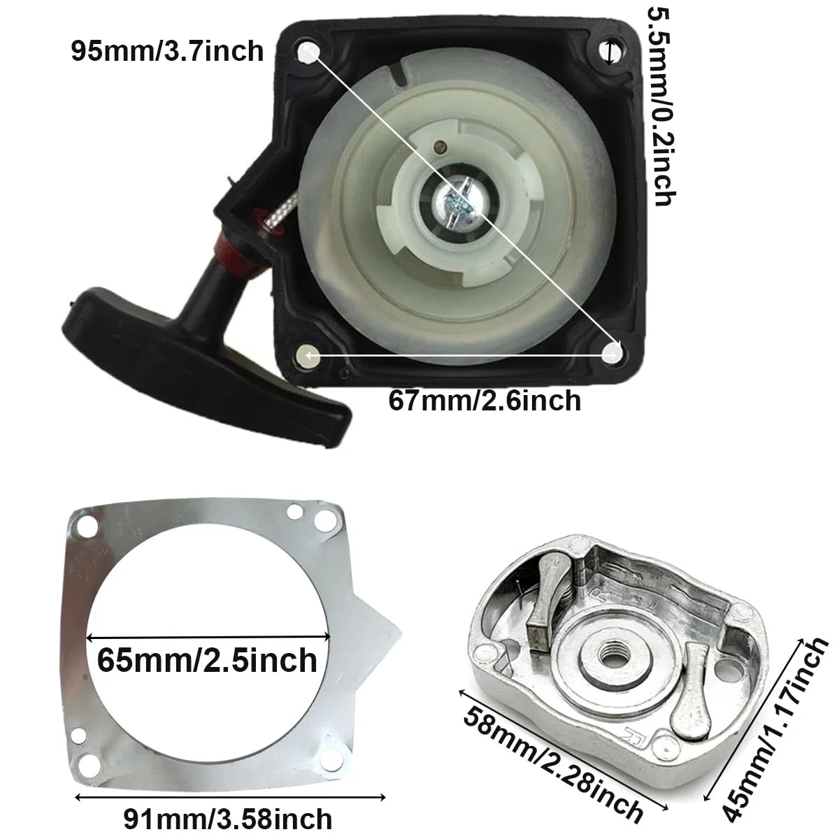 ZAMDOE 40-5 Arranque de Retroceso Arranque de tirón Desbrozadora 67 x 67 mm para desbrozadora Cortadora de césped Scooter para Motovox MVS10 Scooter de Gasolina 49cc 47cc 43cc Motores Pieza
