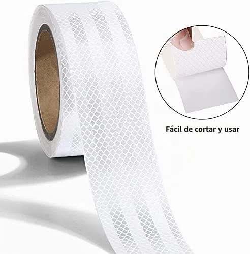 Cinta Reflectante Adhesiva, Res Istente Al Aguapegatinas Reflectantes Cinta De Seguridad Autoadhesiva para Coche Camión Motocicleta Barco Bicicleta Remolque Camper (10M*5CM / 2" X 33ft, Blanca)