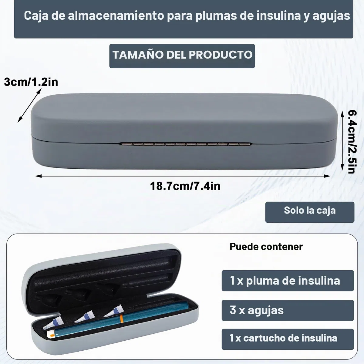 Pluma De Insulina Y Caja De Agujas, Portátil Guarda Plumas Insulina, Estuche Diabetes, Estuche Insulina, Adecuado Para Llevar Cuando Se Sale(Solo La Caja)