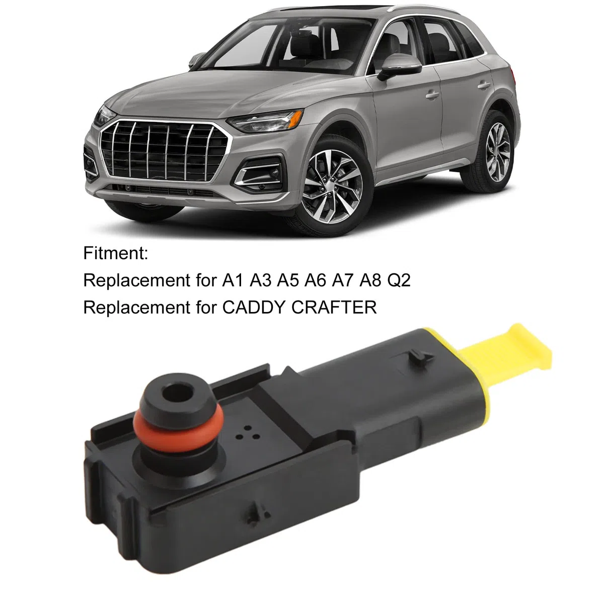 Sensor de presión de coche, BOROCO, sensor de presión de refuerzo de freno de coche negro 5Q0 906 207, repuesto para A1 A3 A5 A6 A7 A8 Q2