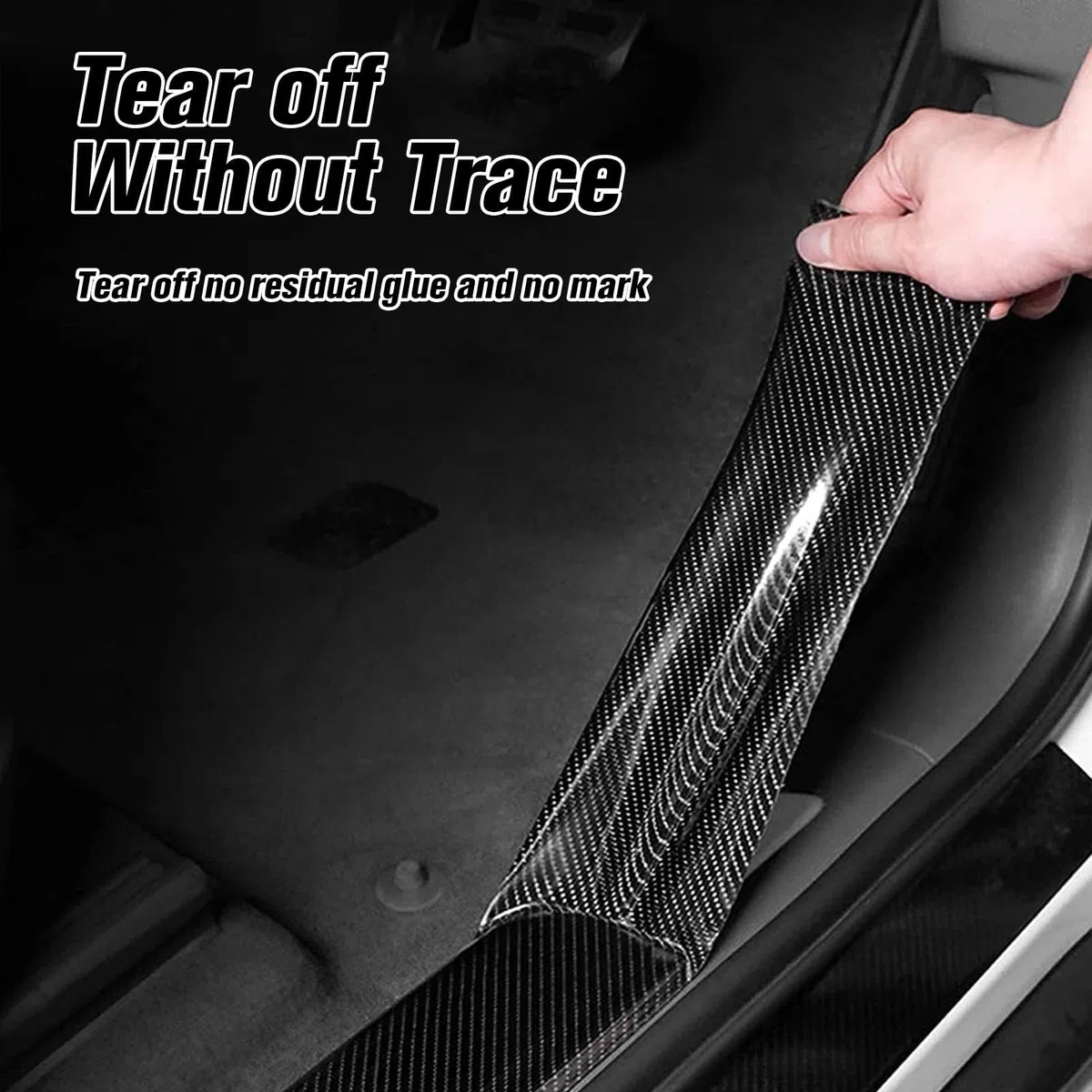 Tiras de Fibra de Carbono para Coche(5CM*3M) - Película Protectora Antiarañazos - Detalle de Fibra de Carbono Seca - Cinta de Vinilo para Borde de Puerta - Etiqueta