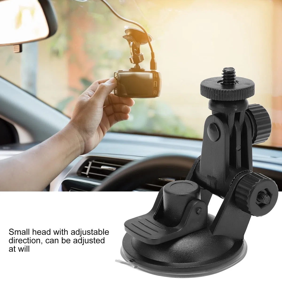 Soporte de montaje en cámara de salpicadero para coche, ventosa para cámara de acción portátil, soporte de cristal para montaje en coche, soporte de succión con cabezal de bola ajustable, para cámara