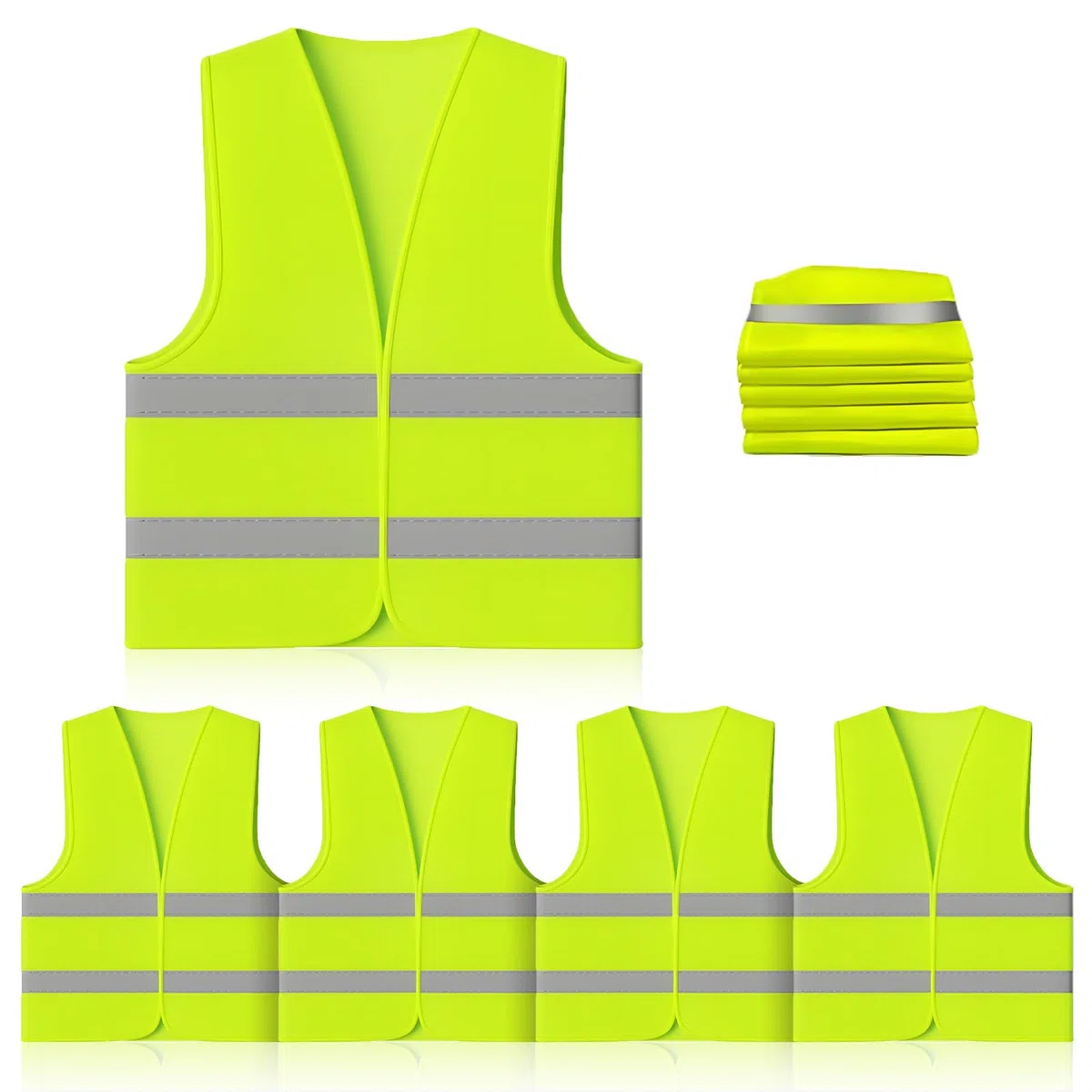 5 Piezas Chaleco Reflectante Homologado Amarillos, XXL Chaleco Reflectante Moto, Chaleco Reflectante Coche, Chalecos Reflectantes Seguridad, Chaleco Reflectante Emergencia para Conductor, Construcción
