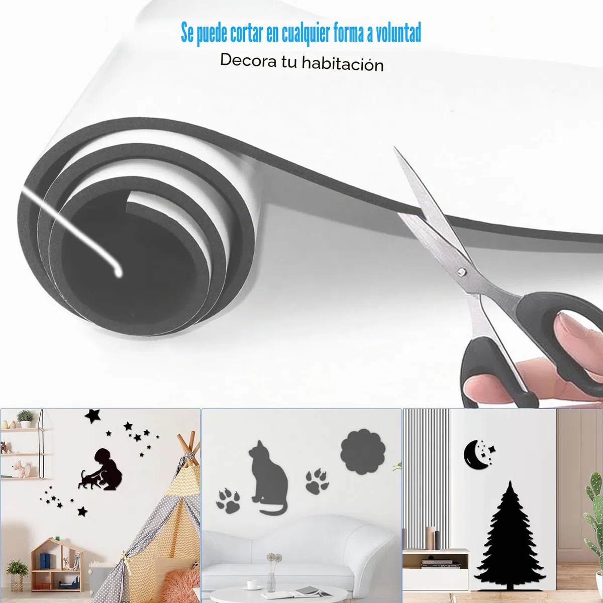Rollo de goma espuma de neopreno autoadhesivo, Aislante acustico para Moqueta Adhesiva Coche, Ignífugo e Impermeable, Alfombra Aislante Termico 300mm x 3mm x 1.5m,Negro