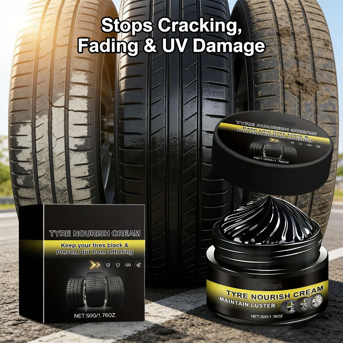 Jeeeun Tire Coating Paste Rapid Acting, Long-Lasting Wet Look High Gloss Shine for Car Truck Motorcycle Rubber Plastic Trim (2 pcs)