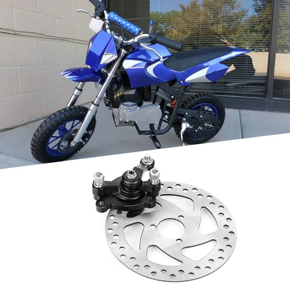 Juego de Frenos de Disco, Pinza de Freno Negra de Aleación de Aluminio + Juego de Discos de Freno Plateados, Diámetro de Disco de 140 Mm, para Mini Kart Eléctrico o de Gas, ATV,