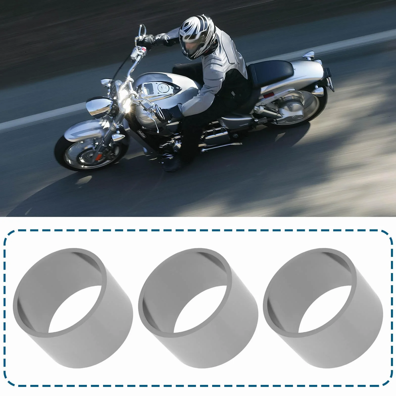 2 Juntas para Tubo de Escape de Motocicleta Silenciador para Tubo de Escape con Diámetro Interior de 45 Mm 50x45x33 Mm Color Gris