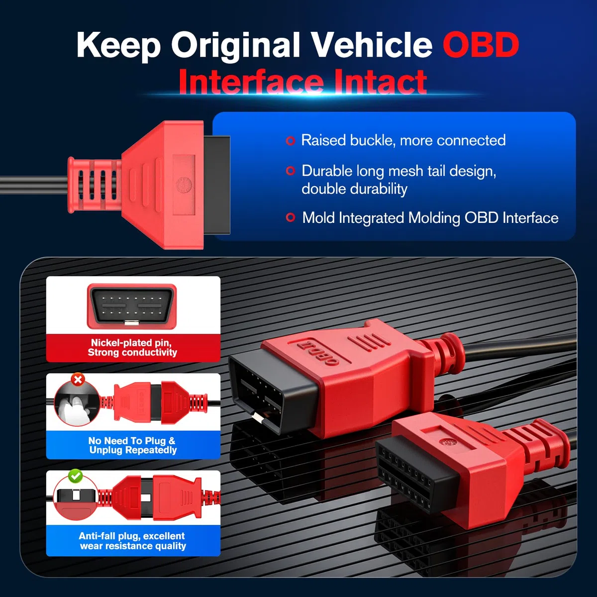 Autel Cable Extensión OBD2 9.8 Pies/ 3M, Cable Extensión Diagnóstico OBDII Macho a Hembra 16 Pines, Adaptador Cable OBD2 para Herramienta Escaneo OBD II Compatible con Todos Vehículos OBD 2