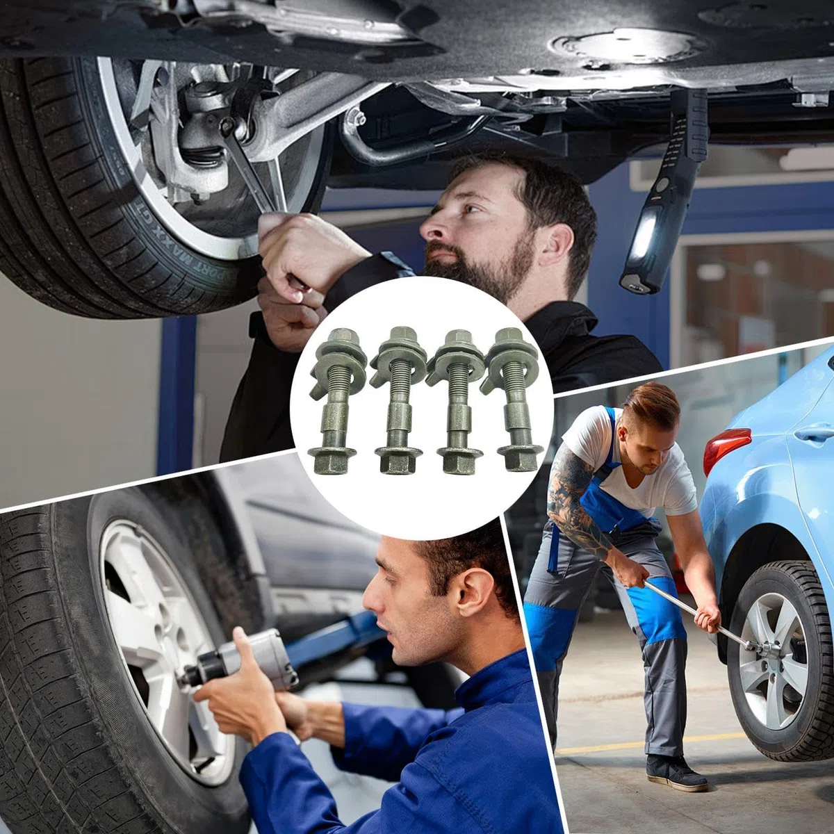 Kit de alineación de ruedas,Pernos de inclinación de ruedas | Tornillo excéntrico de posicionamiento de neumáticos de coche - 4X Tornillos de Camber de Rueda Tornillo Excéntrico de Camber, Kit de Pern