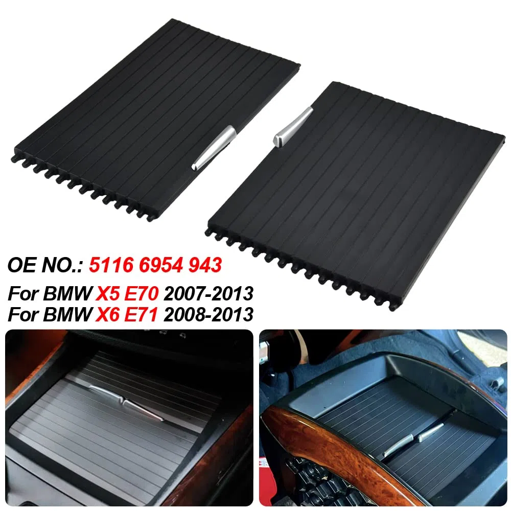 Coche Centro de la Consola Portavasos Cubierta Deslizante Roller Persianas Caja de Almacenamiento Cremallera Deslizante Cubierta Compatible con B-MW X5 E70 X6 E71 E72 07-14-B Sección