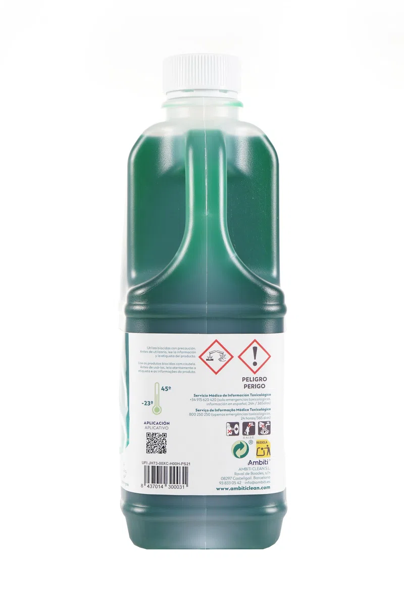 Ambiti WC Green| Líquido WC para Depósito Residuos | Para Caravana, Autocaravana, Camper y Barco | Aditivo sin perfume para Inodoros Portátiles | Biodegradable | Limpia, Higieniza y Desodoriza | 2L