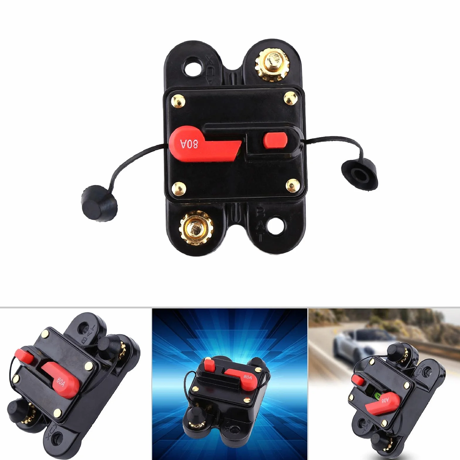 FTVOGUE DC12V Fusible de restablecimiento del disyuntor 80-300A para el coche Estéreo de la bici del barco de audio estéreo(80A)
