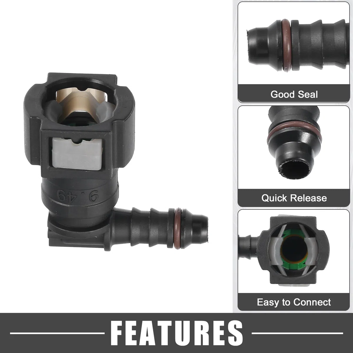 A ABSOPRO conector Rápido de Manguera de Línea de Combustible para Automóvil, 90 Grados, 3/8" (9.49Mm) Sae A 1/4" (6Mm), desconexión de Manguera de Plástico Gris (Juego de 2)