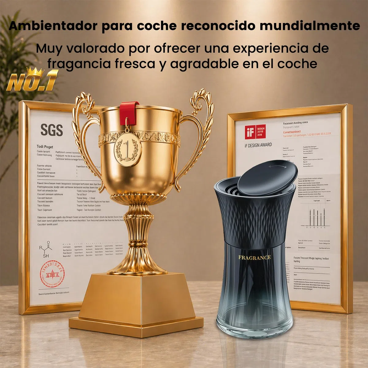 Ambientador Coche 110 ml, Diseño de Reloj de Arena Inspirado en la Torre Eiffel, Difusor de Perfume para Portavasos, Fragancia Fresca de Cítricos, Perfume Coche de Larga Duración para SUV y Camión
