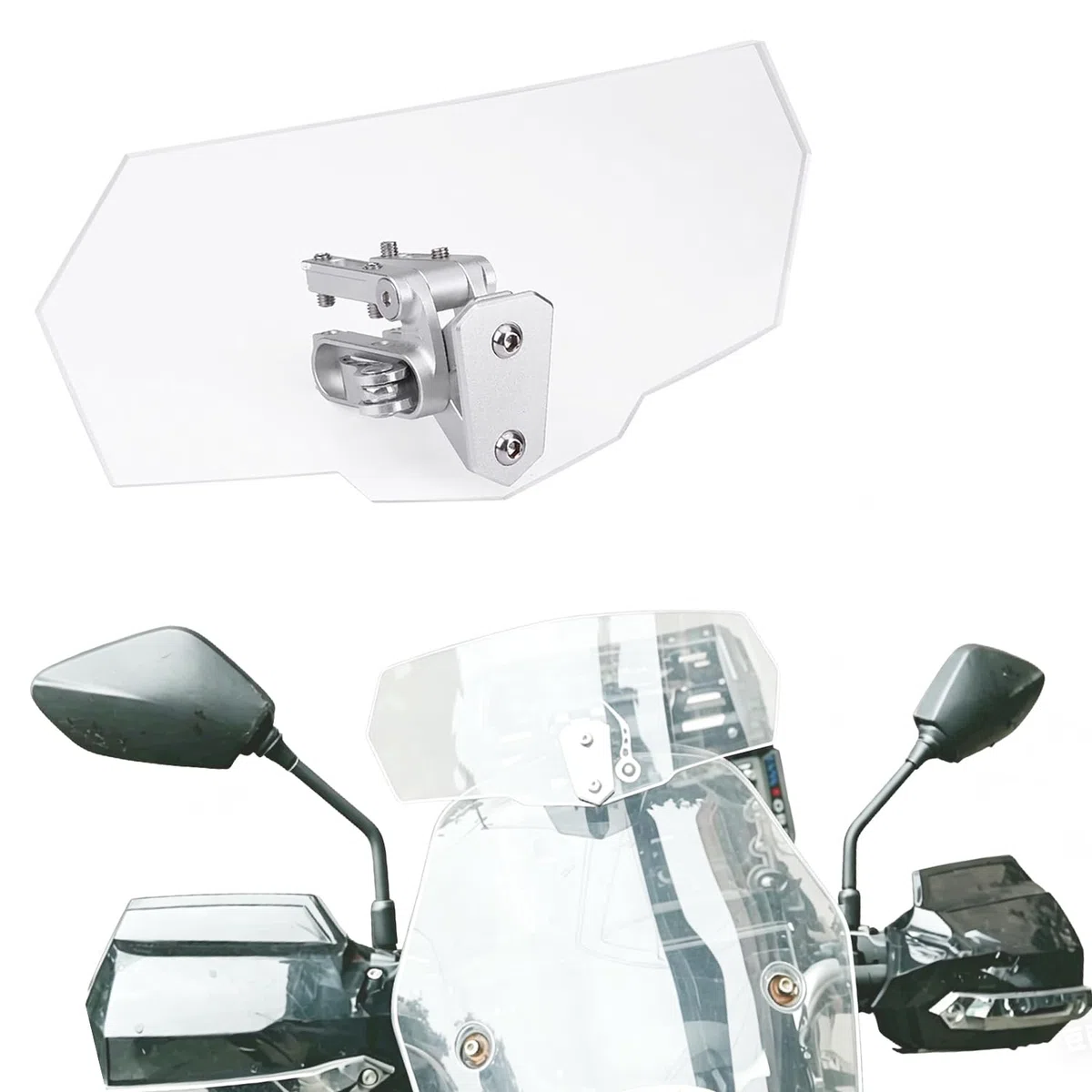 Parabrisas de Motocicleta, Deflector Cupula Moto Deflector de Viento Ajustable Clips para Motos de Alerón de Viento Universal Transparente para la Mayoría de Las Bicicletas