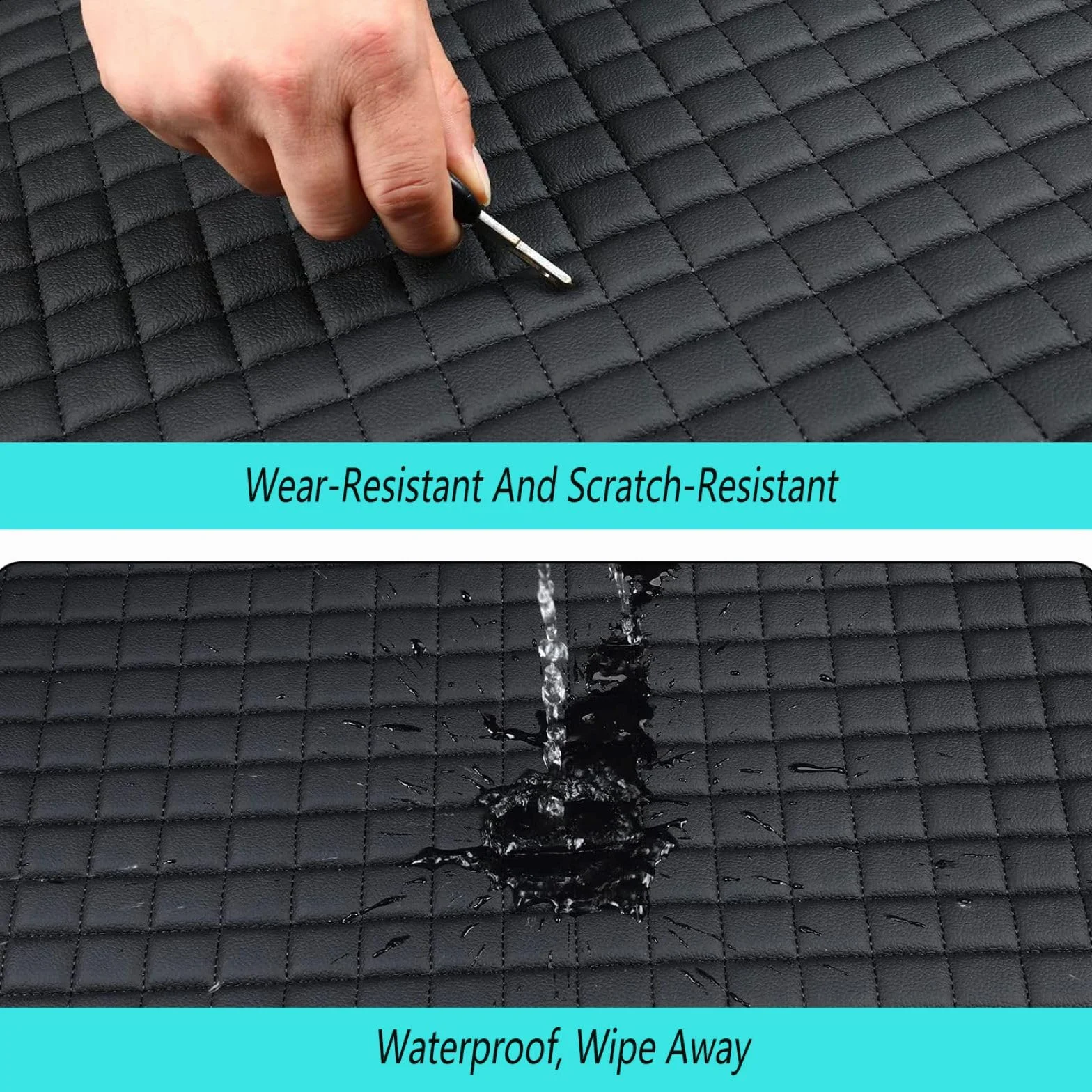 Cojín Asiento Coche Funda,1 PCS PU Cuero Impermeable Coche Funda Protector Para Asiento Trasero, Negro Protector Asiento Coche, Para Coche Oficina Hogar (134x50cm）