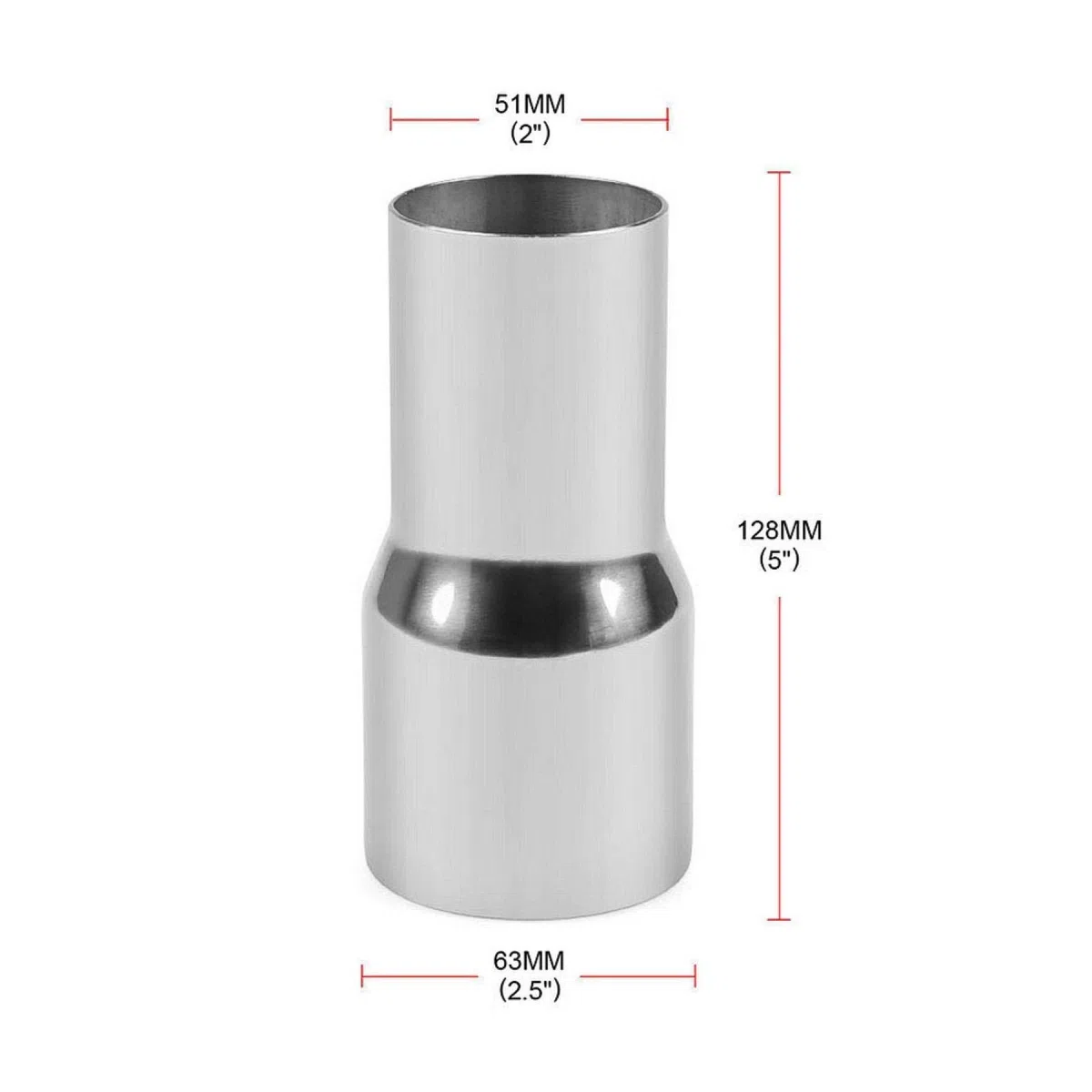 Adaptador de tubo de escape, parte modificada del reductor del adaptador del tubo del conector del tubo de escape universal de acero inoxidable(51-63MM)