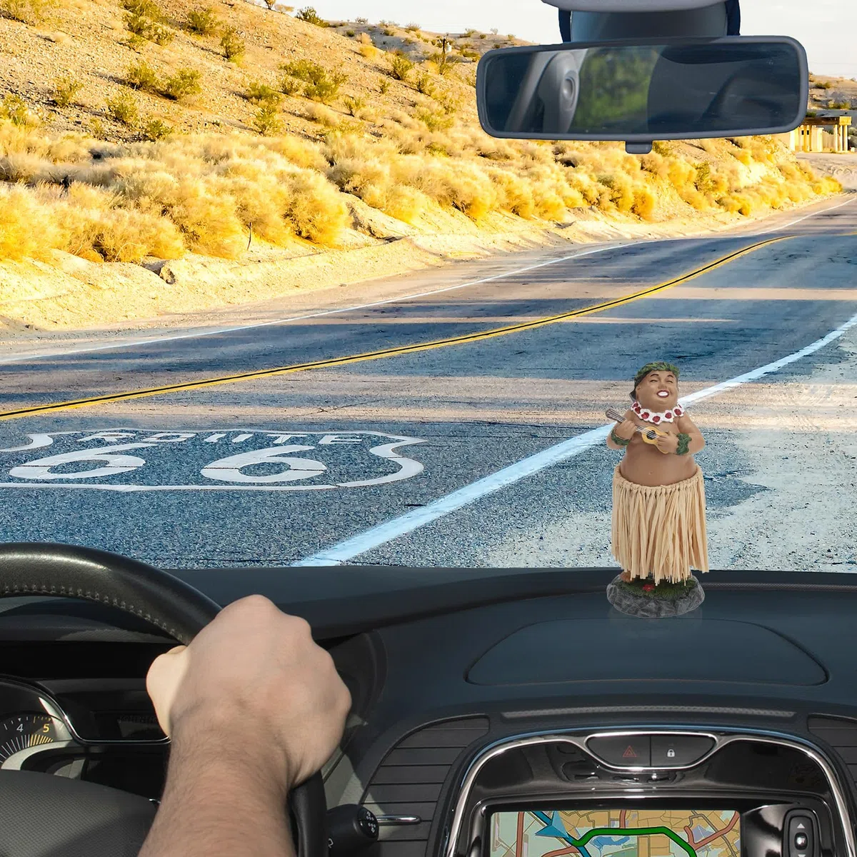 Muñeco Coche, Figura de Muñeca Hawaiana para Salpicadero, Hawaii Miniature Dashboard Hula Doll, Muñeca Hawaiana de Resina para Salpicadero para Coche, Escritorio, (Marrón Oscuro)