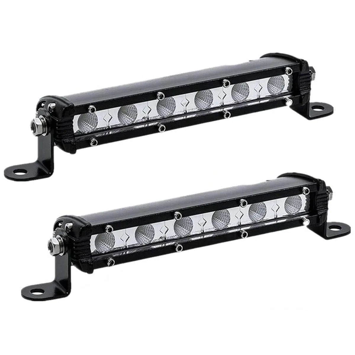 AnTom 18cm Barra de Luz LED para 4x4, 18W Faros Moto de Led 6000K Focos de Led 12v para Tractors, Barco, Moto de Montaña, Remolque, Camper