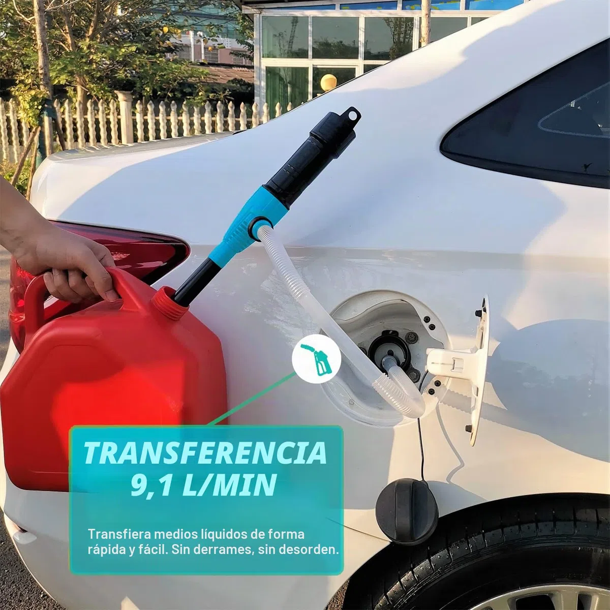 Bomba de transferencia de líquidos operada con pilas,Bombas de hasta 2.5 galones por minuto,Bomba portátil multifunción para de de combustible, aceite, agua, gas