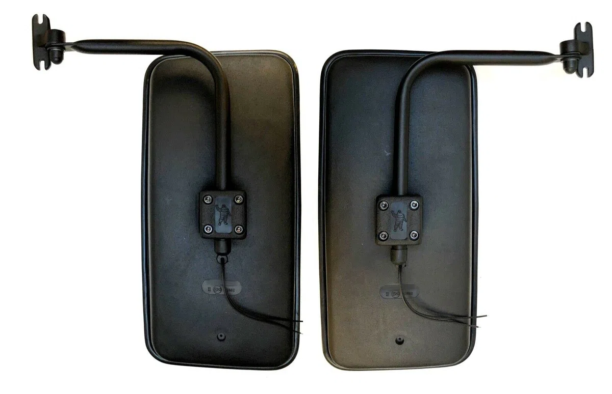 2 espejos exteriores calefactables 440 x 220 mm R1800 ø15-28 mm 24 V E20 con soporte para espejo