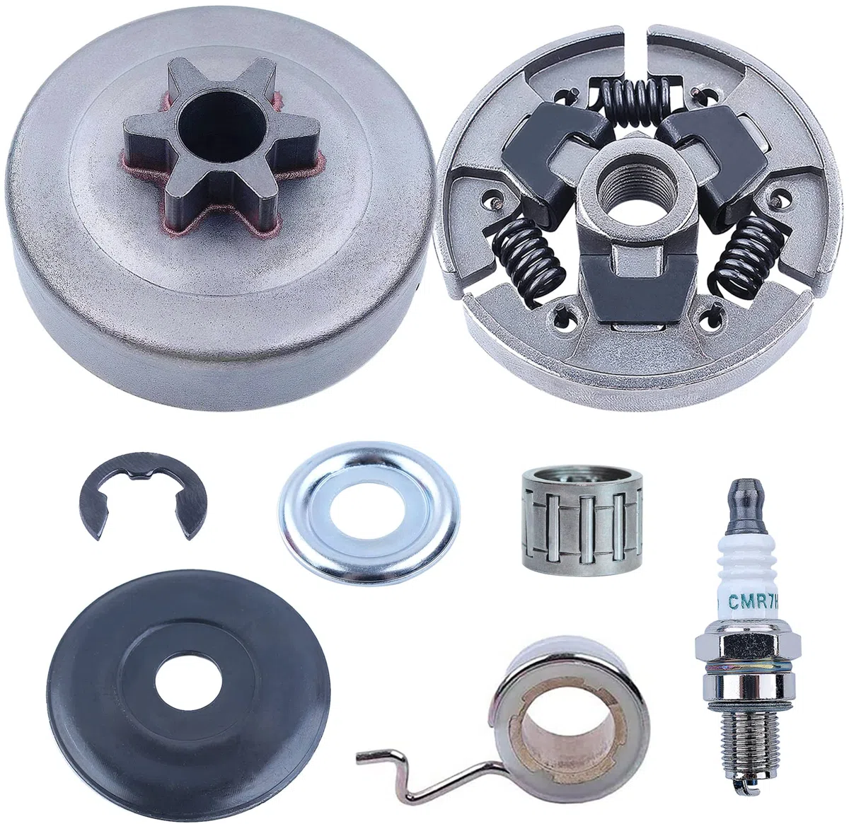 Piñón Kit para Motosierra STIHL MS211 MS181 MS171, ADEFOL Embrague Tambor + Rueda Dentada + Bujía + Cojinete + Engranaje Helicoidal + Arandela Recambios Repuestos 8 in 1