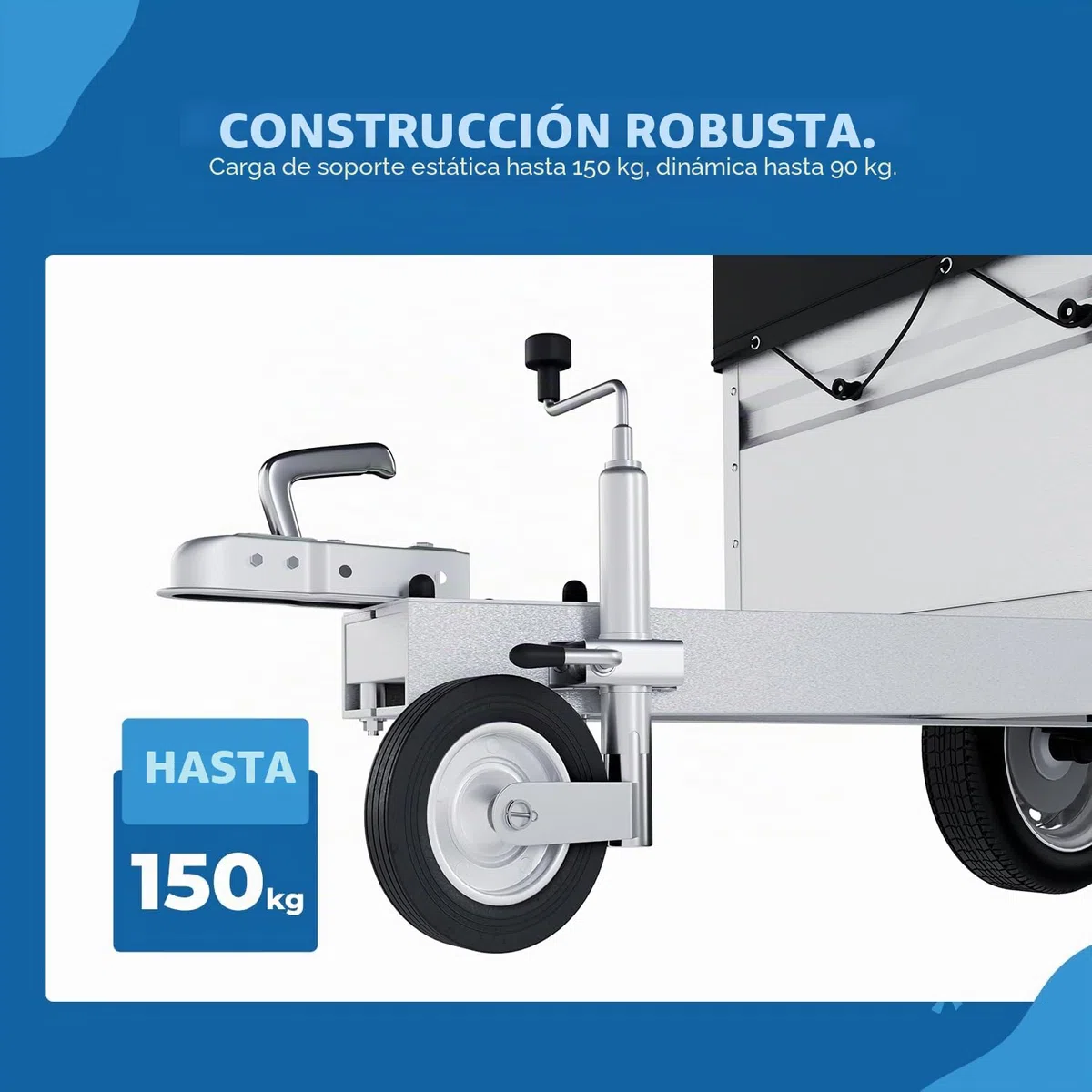 Rueda de repuesto para rueda de apoyo, 200 x 50 mm, neumáticos de goma maciza sobre llanta de acero para remolques y caravanas, carga de apoyo de 150 kg, pieza de repuesto robusta
