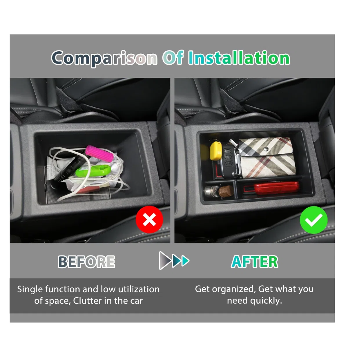 GAFAT Compatible con Audi Q3 F3 2019–2024 2025 Consola Central Caja de Almacenamiento, Q3 Sportback S-Line RS Q3 Organizador Bandeja de Guantera Inferior de Consola Central, Accesorios Q3 F3