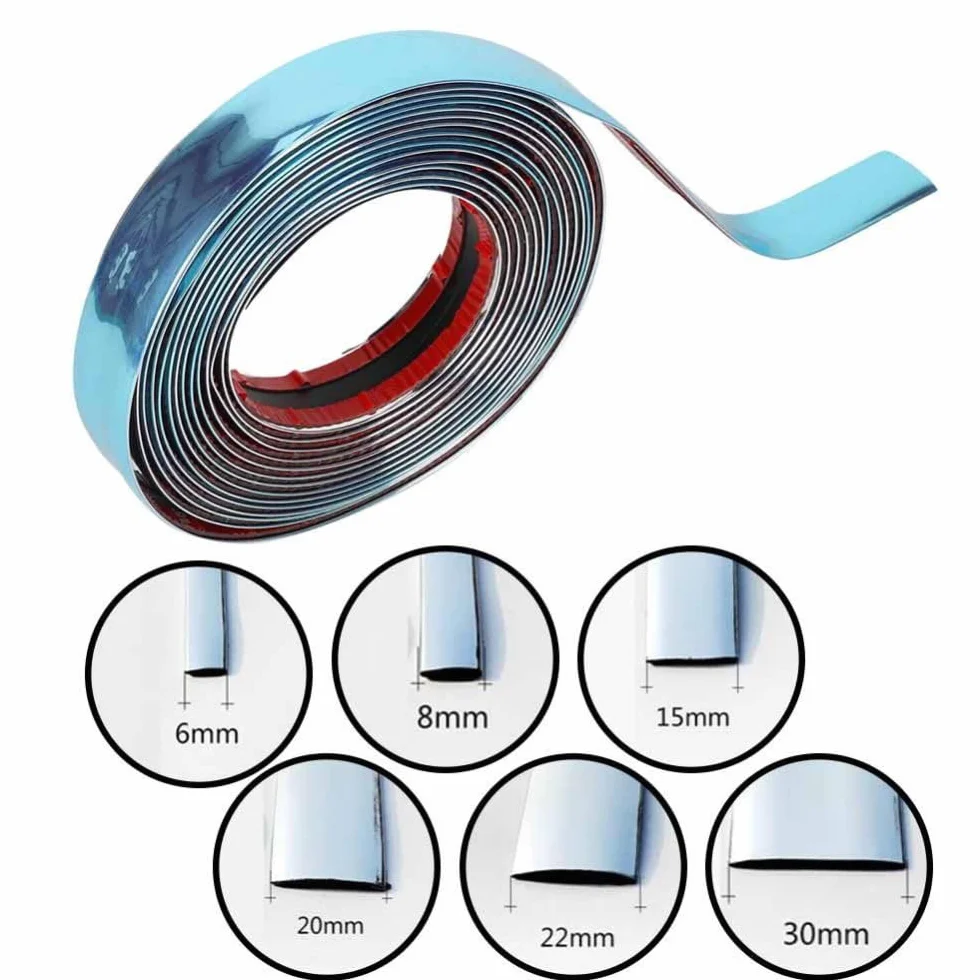 Moldura decorativa cromada autoadhesiva, con lámina protectora, universal, borde cromado, impermeable, accesorio para coche, coche, ventana, decoración exterior, plata, 20 mm x 3 m