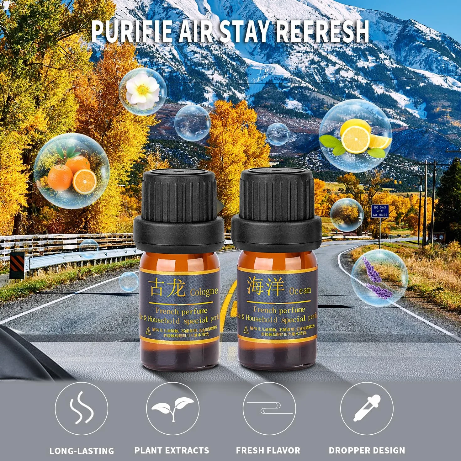 Kwak's Repuesto de ambientador solar para coche, aceite esencial solar, aceite de perfume para ambientadores de coche (4 bot) (océano)