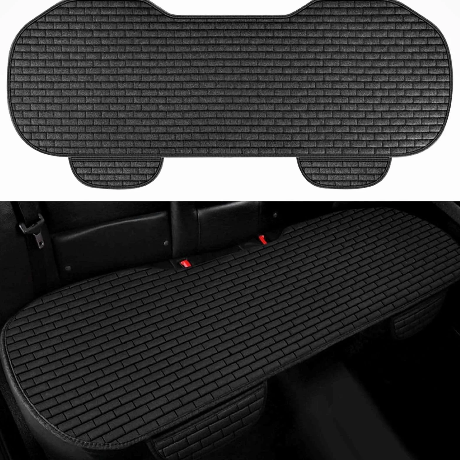 Cojín Asiento Coche Funda,1 PCS PU Cuero Impermeable Coche Funda Protector Para Asiento Trasero, Negro Protector Asiento Coche, Para Coche Oficina Hogar (134x50cm）