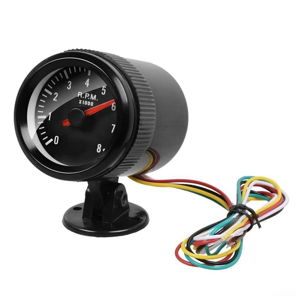 Lecreatekit Tacómetro de coche, para salpicadero, tacómetro de coche, indicador de luz LED, pantalla de contador de revoluciones, para ajuste de cilindro