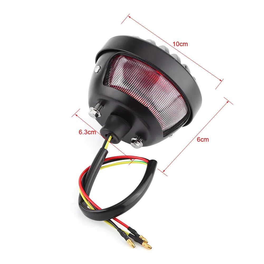 Luz Trasera de Freno, Yctze Univerdsal Negro Redondo Luz de Freno Trasera de Motocicleta para Patinetes Bobber Chopper ATV