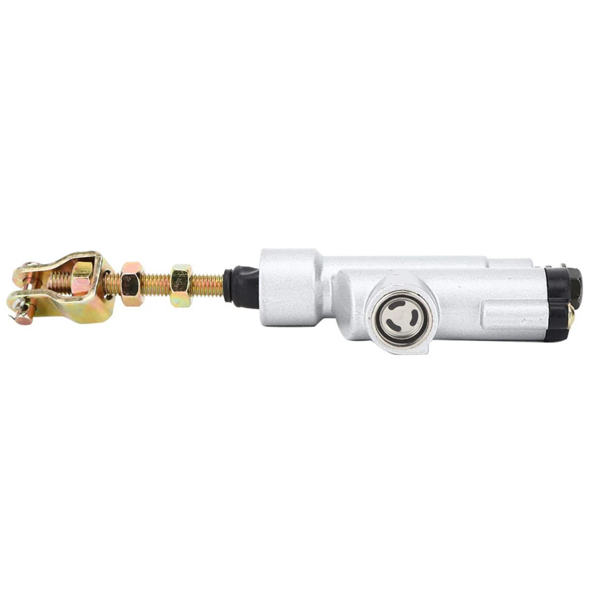 Bomba de cilindro maestro hidráulico trasero universal para motocicleta, cilindro de freno de pie trasero plegable (plateado)