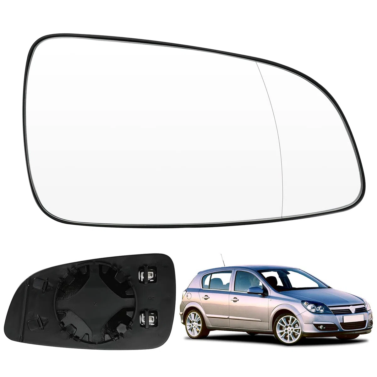 Cristal de espejo reemplazar para Opel Astra H 2004-2009, Retrovisor exterior ajustable adecuado, lente de marcha atrás espejo de cristal de marcha atrás (Astra H - Derecha)