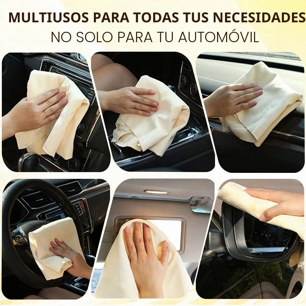 Airlab Grande Gamuza Coche Secado XXL/90x60 cm, Gamuza Piel Natural, Toalla de Cuero, Trapos Limpieza Sin Pelusas & Sin Rayones, Paños de Bayeta Balletas para Moto, Vehículos, Cristales, Ventanas