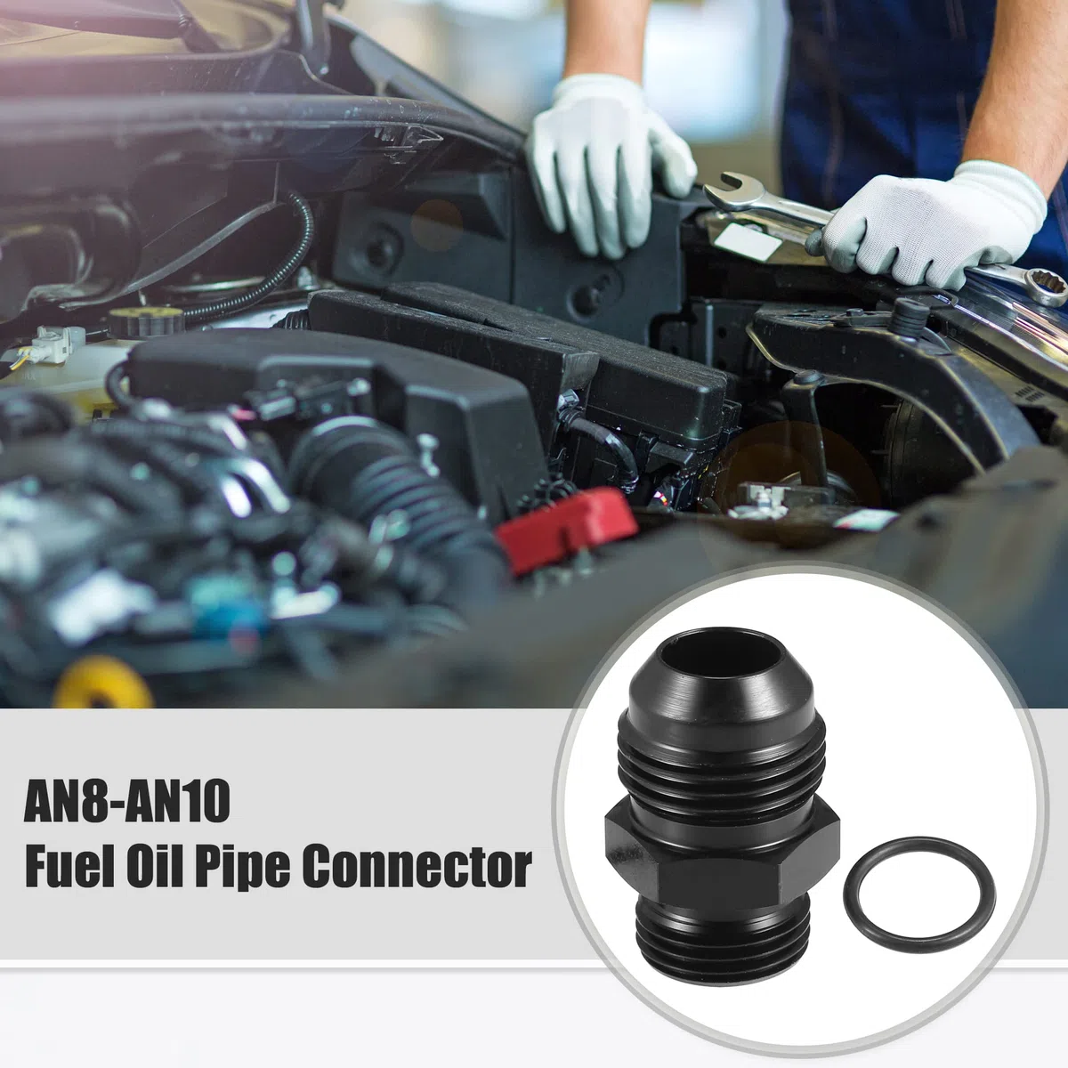 A ABSOPRO AN8 a AN10 Combustible Riel Adaptador Conector Racor Negro - 4 Uds