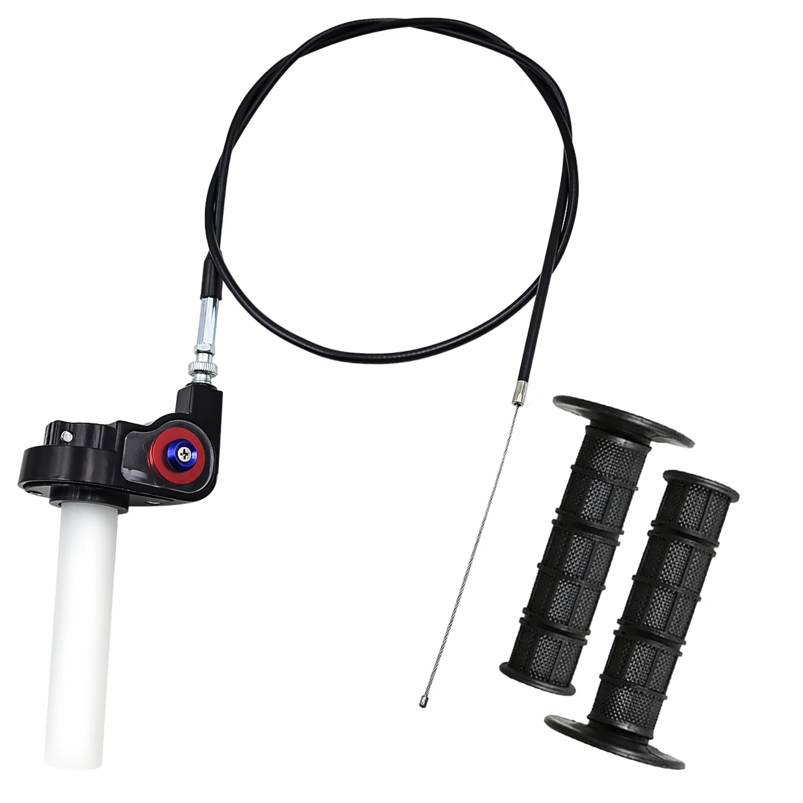 Empuñadura Del Acelerador con Cable Empuñadura y Cable Del Acelerador Giratorio con Mango para 50cc-150cc, 200cc, 250cc Atv Dirt Bike (Negro)