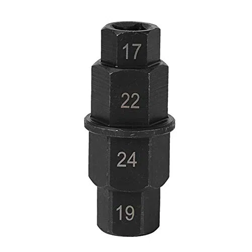 Qiilu Herramienta para Eje Hexagonal, Herramienta para Eje de Motocicleta, Herramienta de reparación de Llave para Eje de neumático de Motocicleta para Eje Delantero de 17 mm, 19 mm, 22 mm y 24 mm