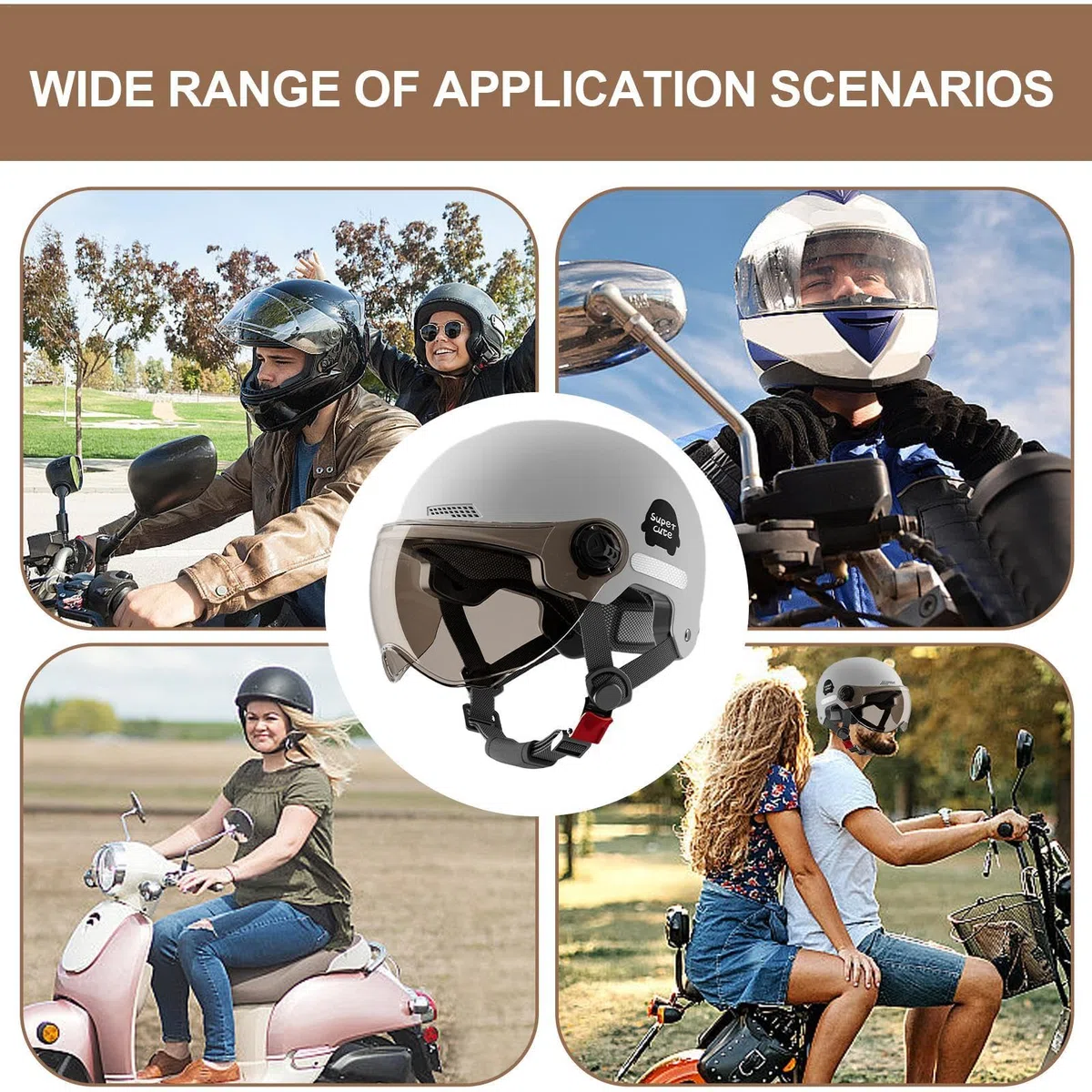 Medio casco para motocicleta, gorro de seguridad para motocicleta de cara abierta | Casco de moto para adultos, protector solar de cara abierta | Cruiser Scooter motocicleta medio sombrero de segurida