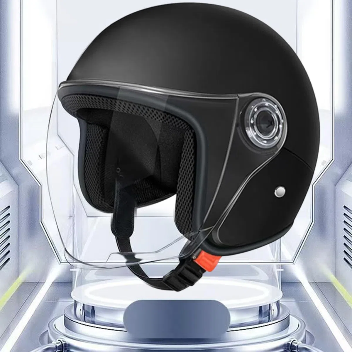 Casco para moto | Casco de moto de media carcasa | Equipo de protección con visera para hombre | aventura al aire libre conducción scooter