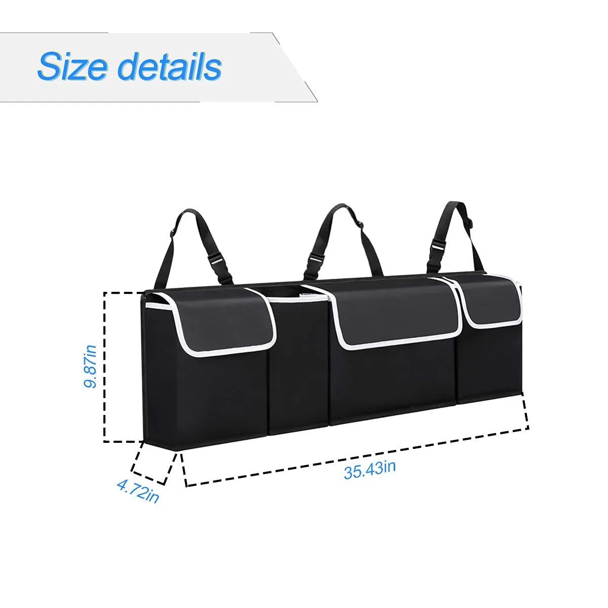Organizador para maletero de coche, tela Oxford, plegable, bolsa de almacenamiento impermeable 600D, para asiento trasero de coche, organizador de maletero con adhesivo mágico, organizador
