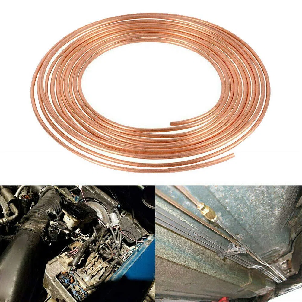 Tubo de freno de cobre de níquel Tubería de 25 pies 1/4 "Kit de línea de manguera de freno de repuesto de coche