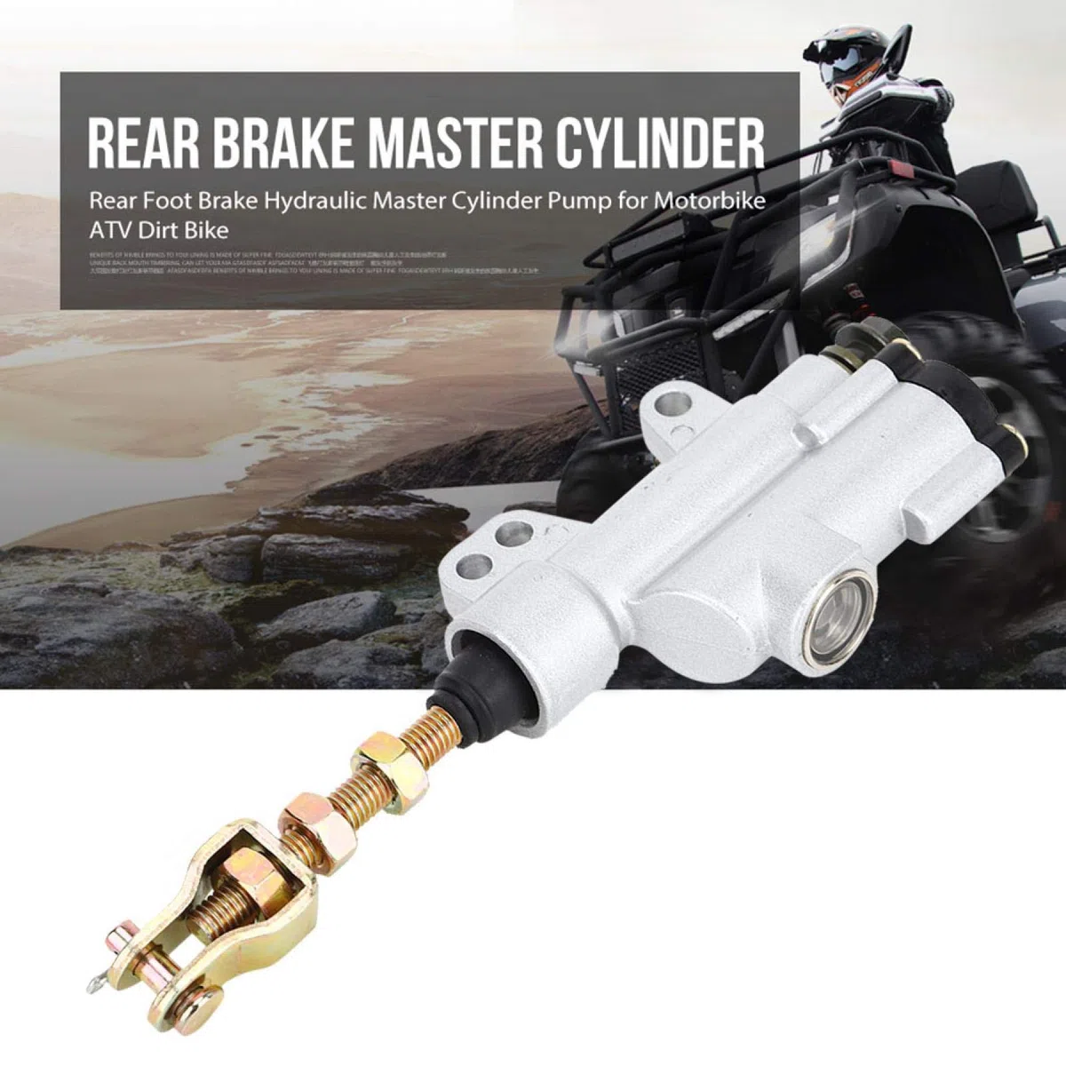 Bomba de cilindro maestro hidráulico trasero universal para motocicleta, cilindro de freno de pie trasero plegable (plateado)