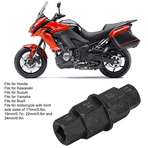 Qiilu Herramienta para Eje Hexagonal, Herramienta para Eje de Motocicleta, Herramienta de reparación de Llave para Eje de neumático de Motocicleta para Eje Delantero de 17 mm, 19 mm, 22 mm y 24 mm
