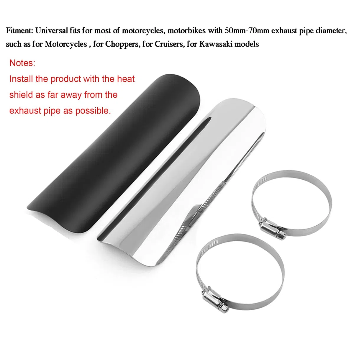 aqxreight Cubierta Recta del Silenciador del Calor del Tubo de Escape de la Motocicleta Universal Cubierta Protectora del Calor de la Motocicleta (Black)