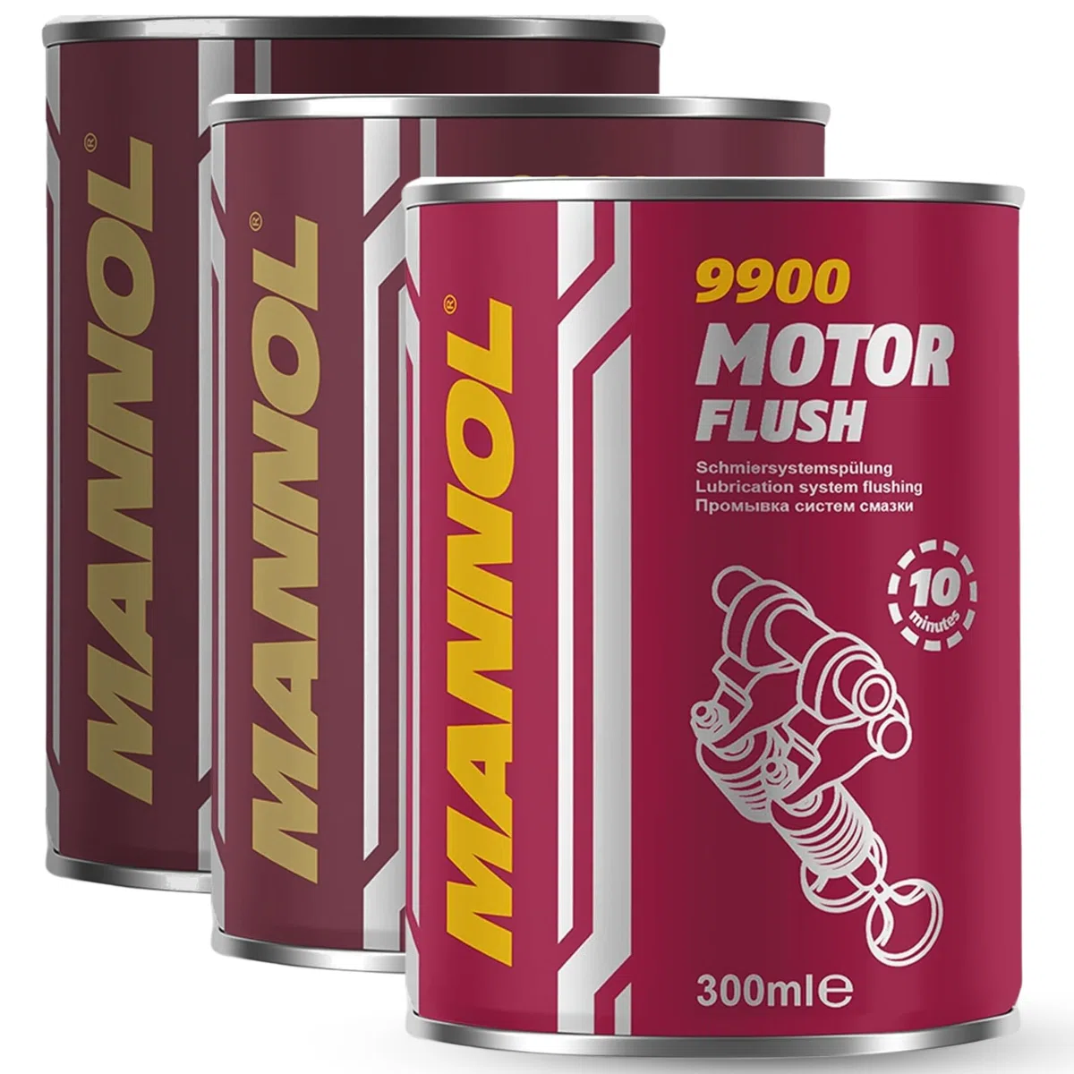 MANNOL | Pack x 3 Limpiador de Motor de 0,30L | Elimina Sedimentos y Lodos | Limpieza Segura y Eficaz | Compatible con Todo Tipo de Aceites | Ideal para Motores de Gasolina y Diésel