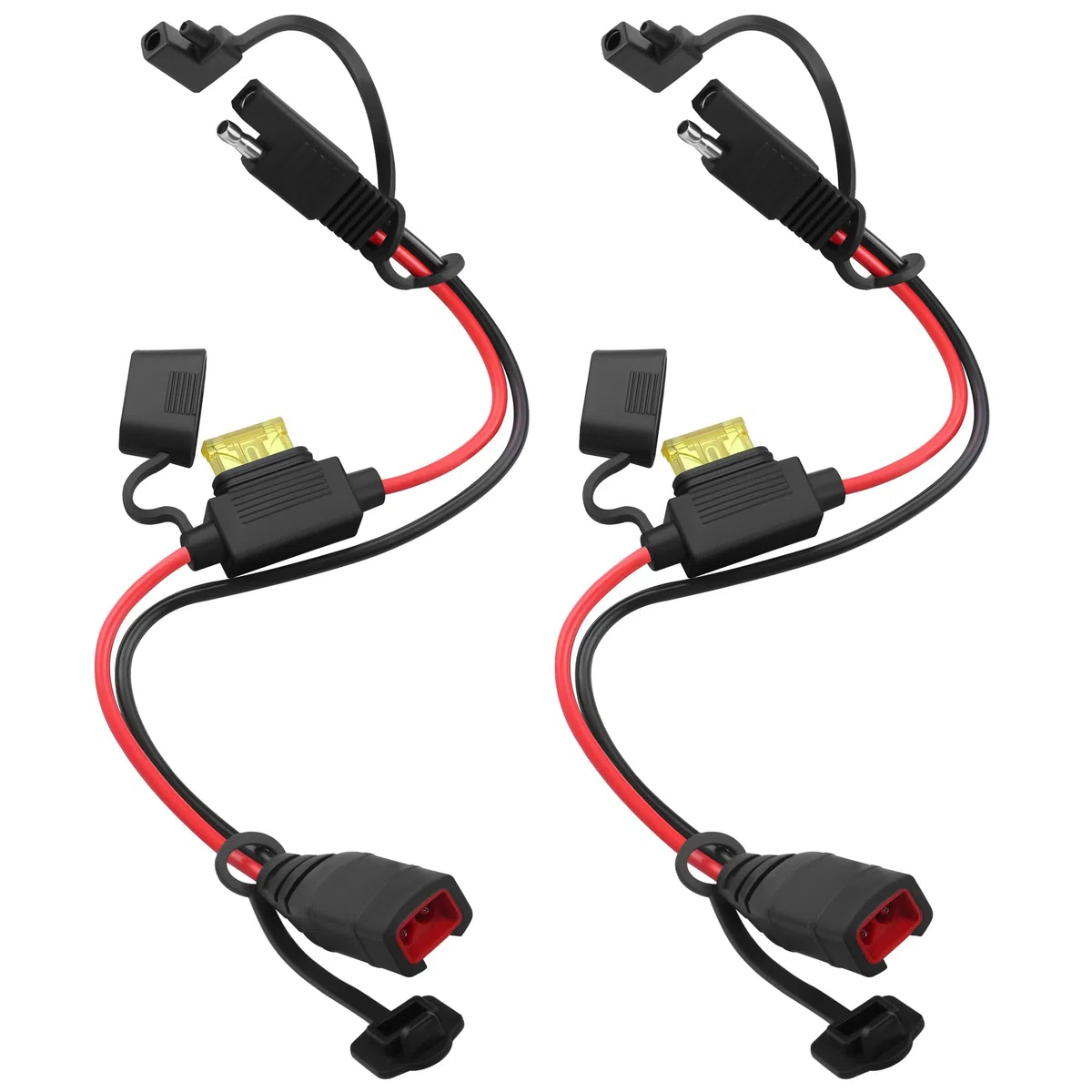 2 cables de extensión SAE, cable SAE de cargador de batería para cargadores inteligentes Genius, fusible de 20 A, cable conector impermeable de 12 V/24 V para motocicleta, ATV UTV, Harley